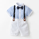 Kid Baby Boy Suit British Gentlemen Summer Cotton 4 Pcs Set