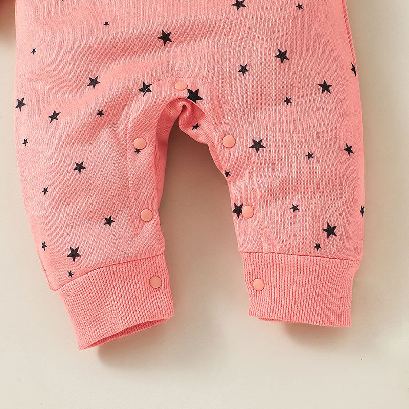 Baby Girl Boy Moon Long-sleeved Onesie Autumn Hooded Climbing Rompers