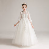 Kid Girls White Princess Flower Little Host Dresses