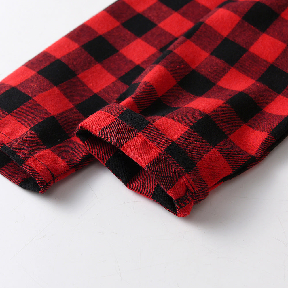 Kid Baby Girls Boy Casual Set Plaid Long Sleeve 3 Pcs Sets Outfit