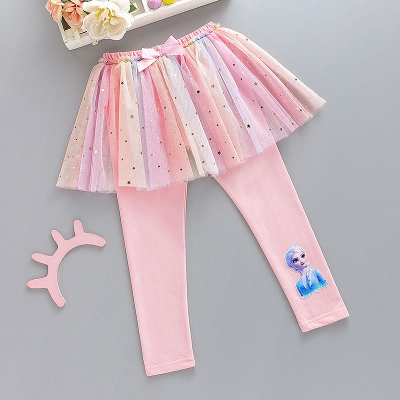 Kid Baby Girls Cotton Leggings Spring Aisha Rainbow Fake Pants
