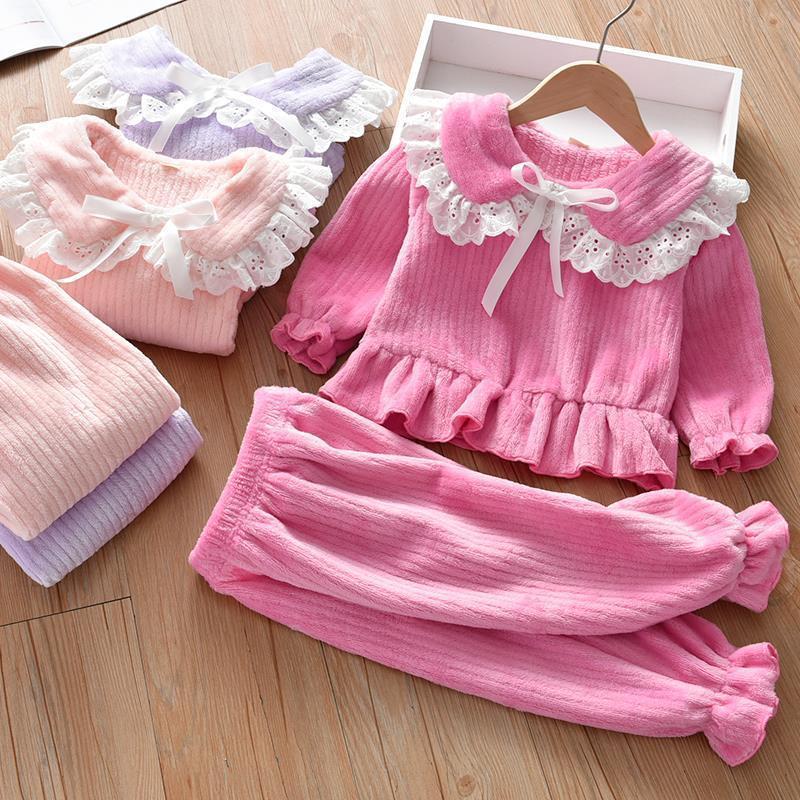 Kid Girl Nightgown Flannel Thick Home Coral Fleece Pajamas