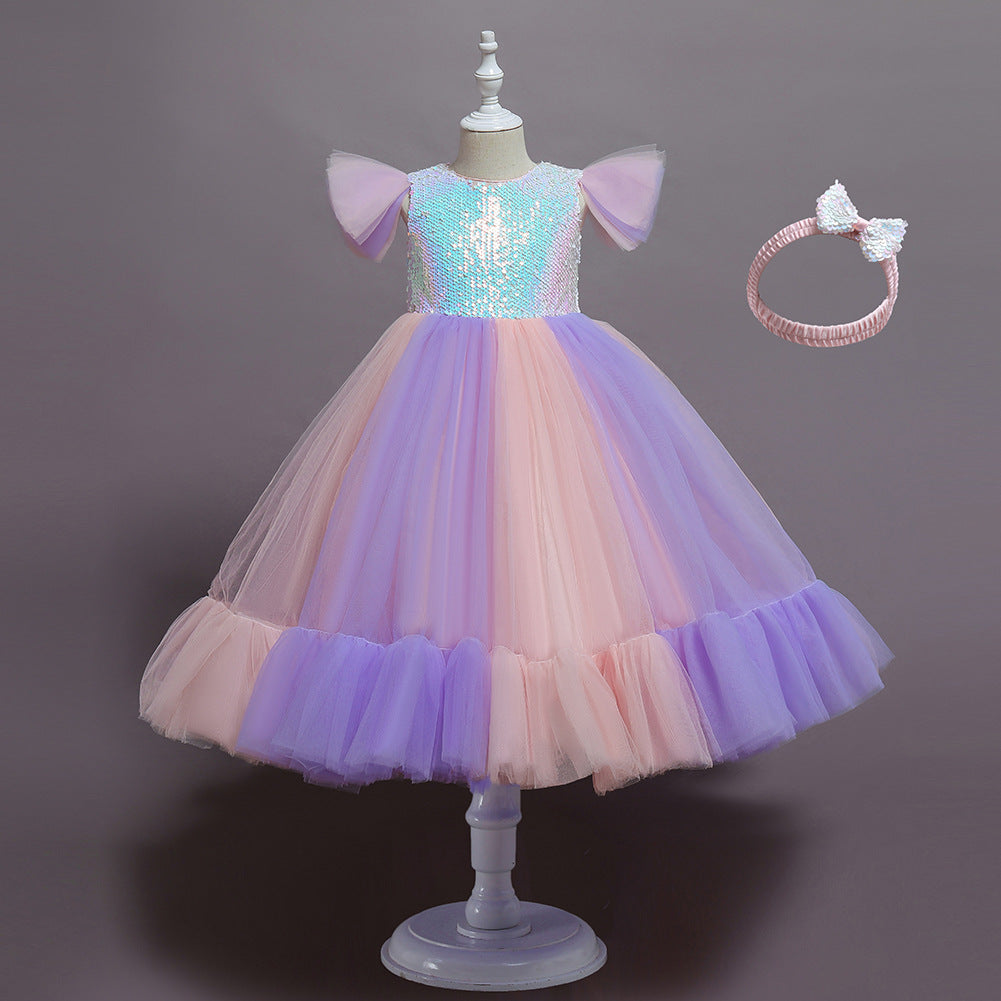 Kid Baby Girls Princess Sequins Rainbow Dress