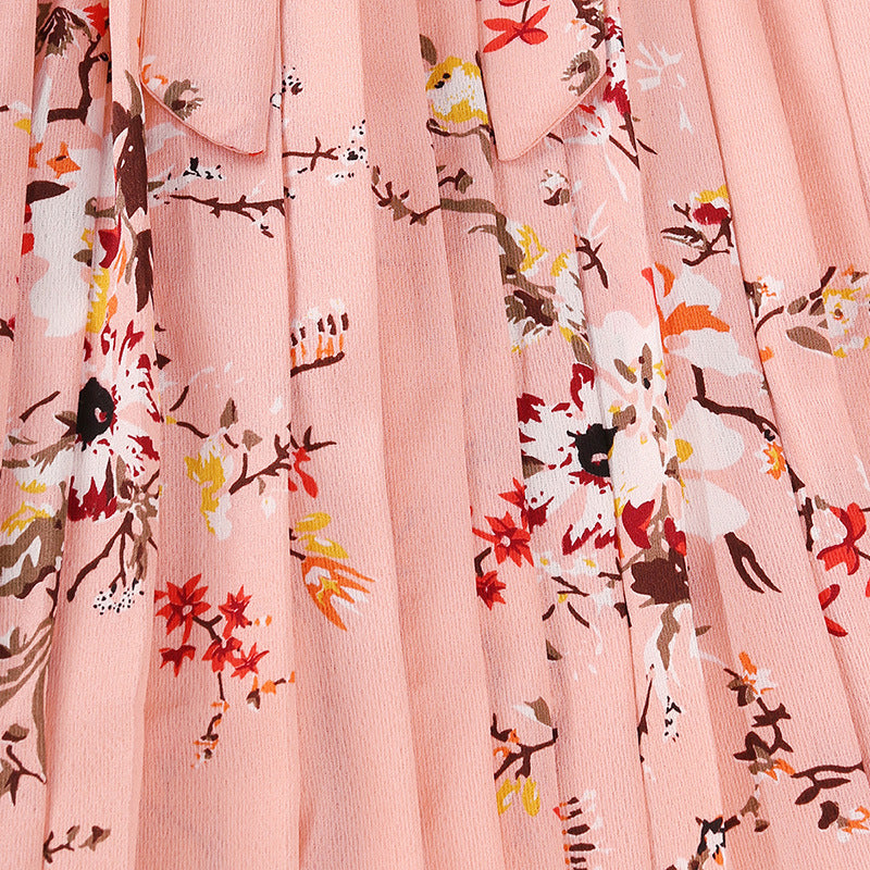 Kid Girls Princess Retro Long-sleved Autumn Winter Flower Dress