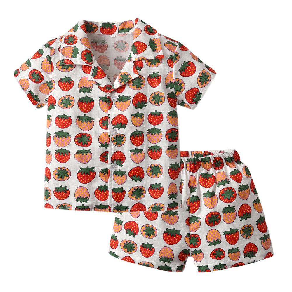 Kid Baby Boy GirlCotton Pajamas Summer Short Sleeve Cartoon Casual 2 Pcs