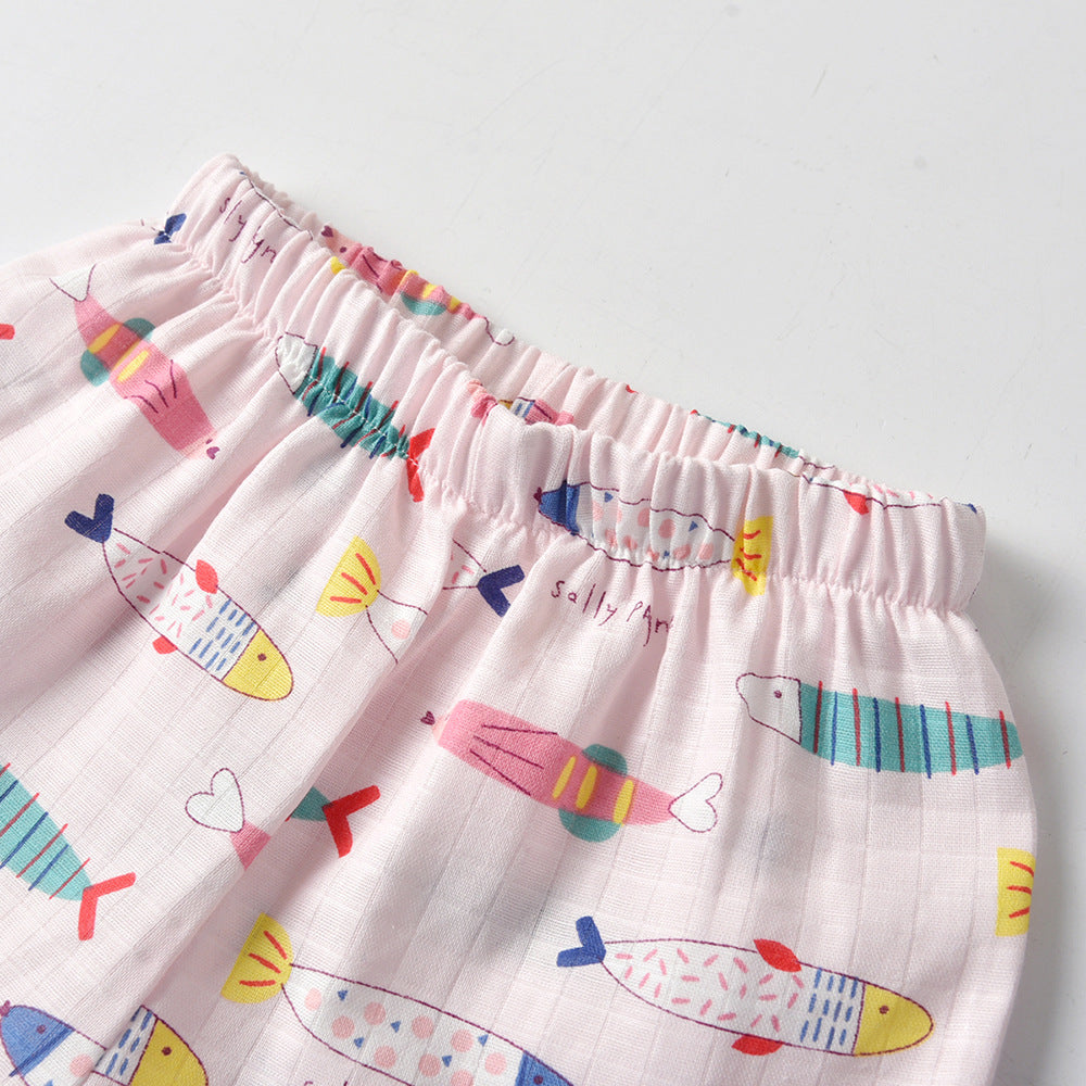 Kid Baby Boy GirlCotton Pajamas Summer Short Sleeve Cartoon Casual 2 Pcs