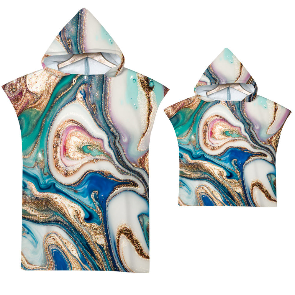 Adult Microfiber Fabric Marble Bath Towels  Bathrobe Cloaks Pajamas