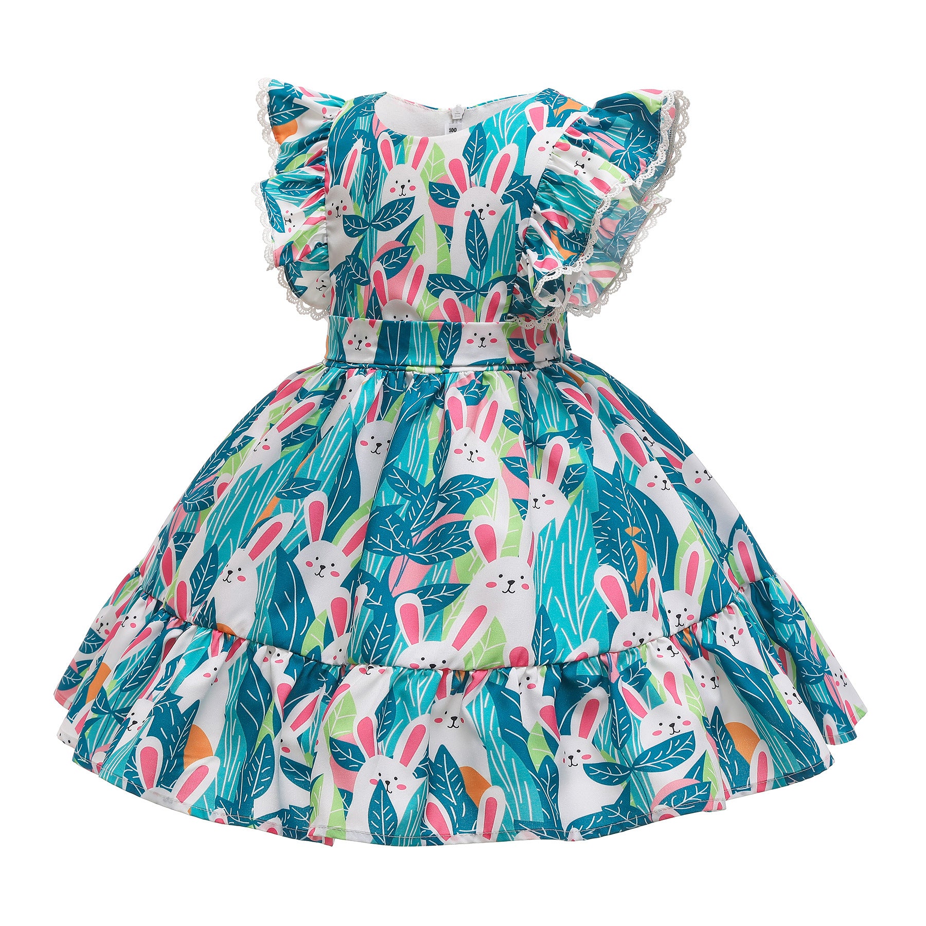 Kid Baby Girls ovely Rabbit Print Princess Flower Casual Dress