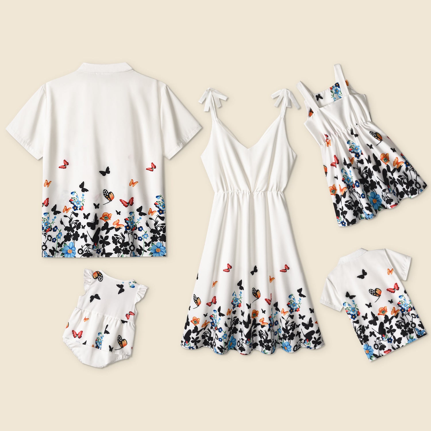 Family Matching Parent-child Father Mother Dress Flower Print Shirts Tops