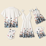 Family Matching Parent-child Father Mother Dress Flower Print Shirts Tops
