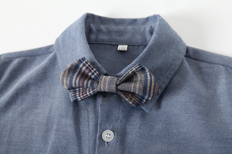 Kid Baby Boys Gentlemen Suit Long Sleeve Bow Tie 2 Pcs Set