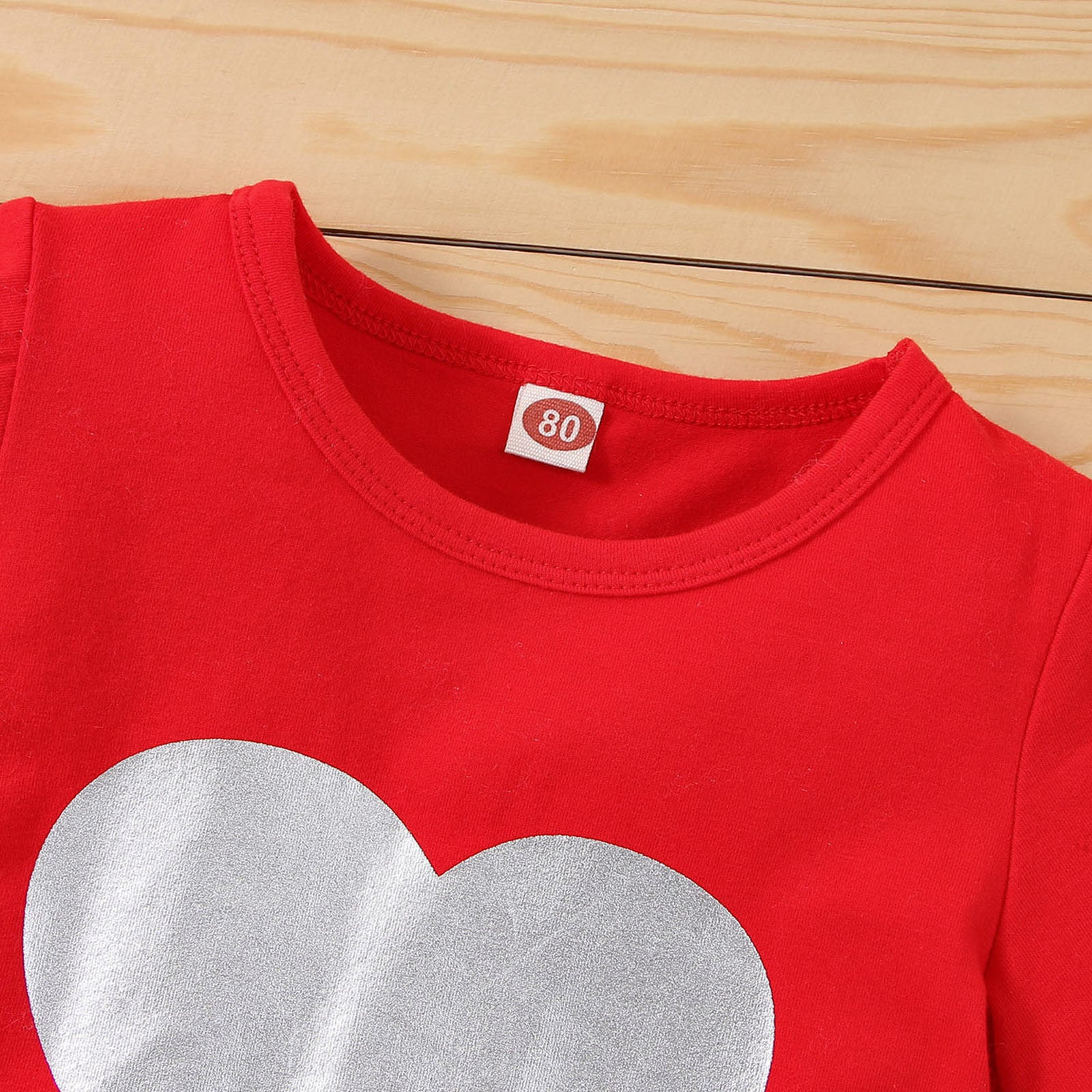 Toddler Baby Girl  Valentine's Day Red Heart 2 Pcs Sets