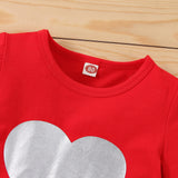 Toddler Baby Girl  Valentine's Day Red Heart 2 Pcs Sets