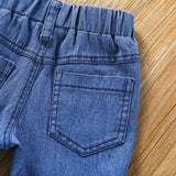 Baby Girls Printed One-collar Top  Denim Double Flared Suit 2 Pcs Sets