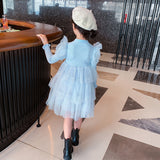 Kid Baby Girl Princess Autumn Knitted Sequins Cake Dress