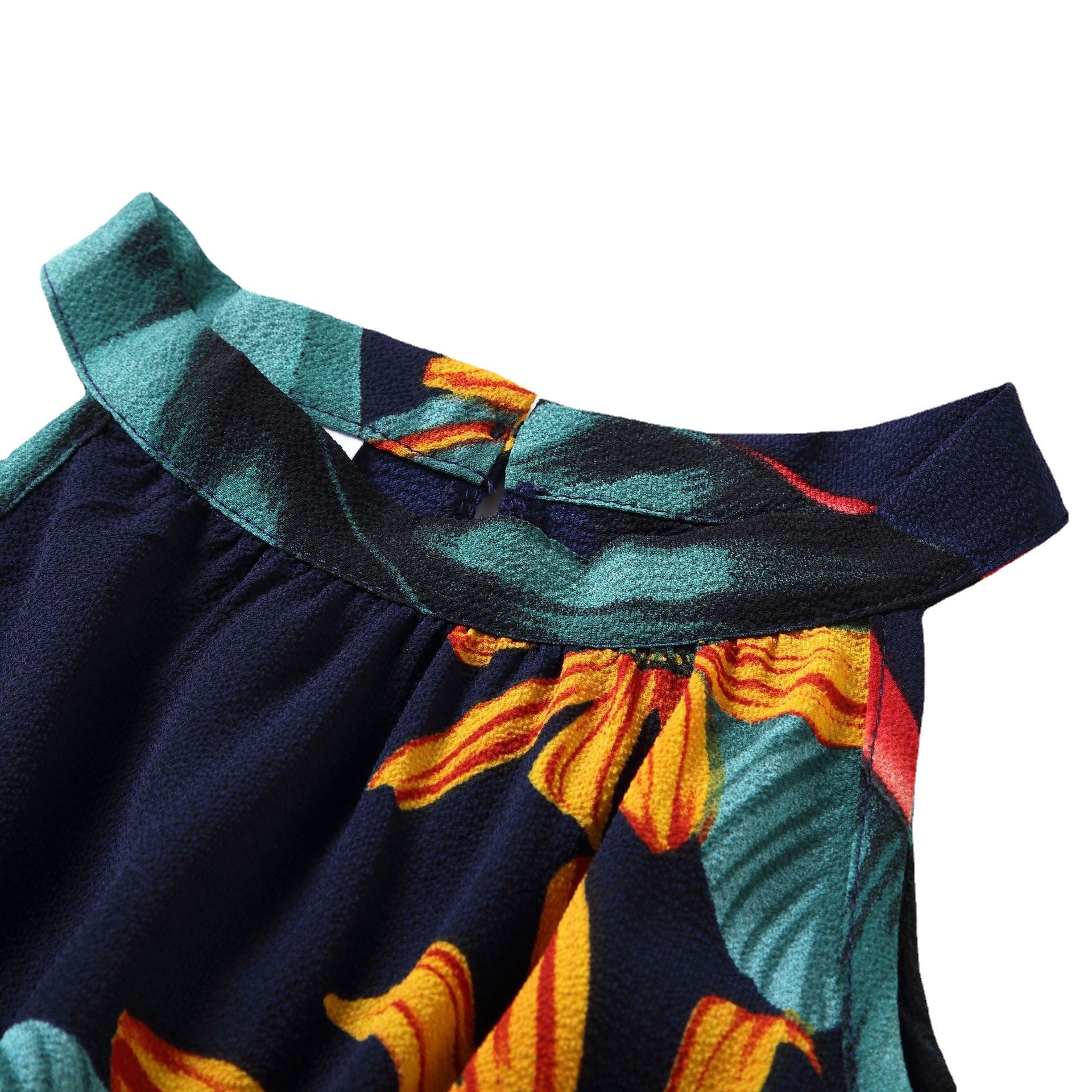 Family Matching Mother Child Jumpsuit Blue Printed Summer Dresses