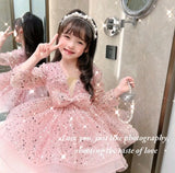 Kid Baby Girl Princess Pompous Gauze Flower Sequin Dresses