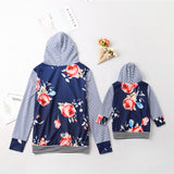 Family Matching Parent-child Stripe Stitching Hoodie Shirts Tops
