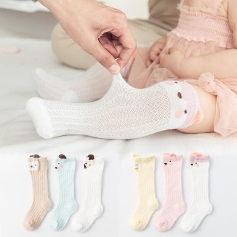 Baby / Toddler Solid Breathable Over-knee Mesh Socks 3 Packs