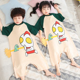 Kid Baby Girl Boy One-piece Short Sleeve Pure Cotton Ultraman Loose Pajamas
