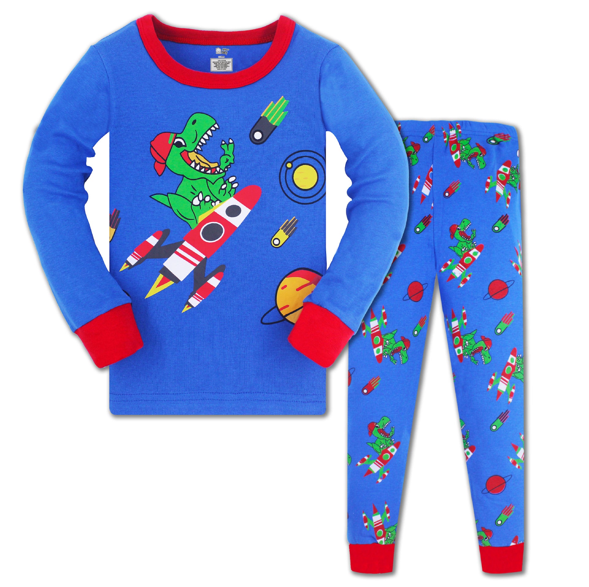 Kid Boy Pajamas Air-conditioned Long Sleeve Thread Cotton 2 Pcs