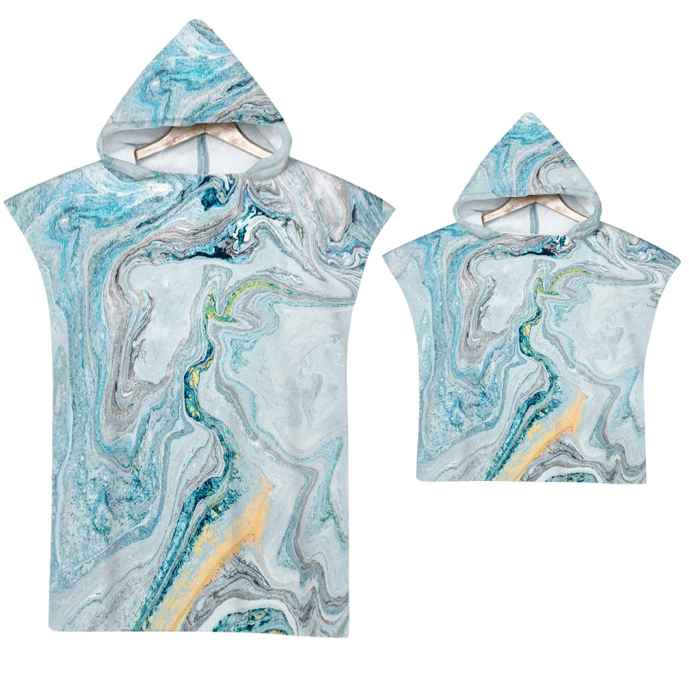 Adult Microfiber Fabric Marble Bath Towels  Bathrobe Cloaks Pajamas