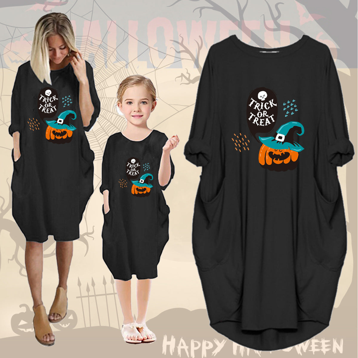 Family Matching Parent-child Autumn Halloween Mother-daughter Dress