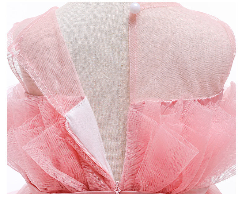Baby Girl Sleeveless Performance Bow Gauze Princess Dresses