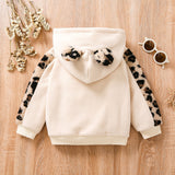 Kid Baby Girl Pullover Letter Embroidered Leopard Stitched Hoodie