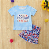 Toddler Kids Baby Girls Summer Outfit Short Puff Sleeve 2 Pcs Sets