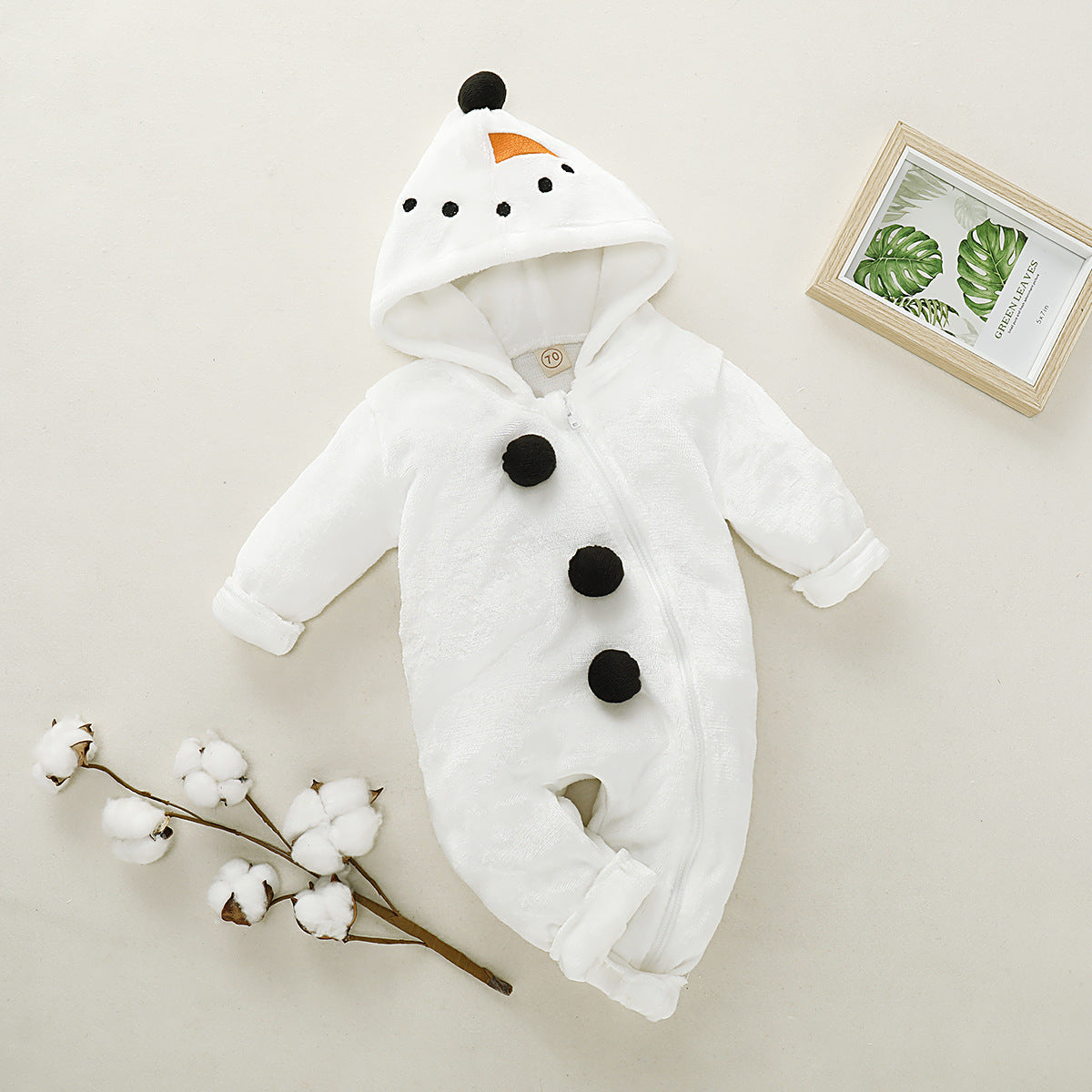 Baby Boy Girl Cashmere White Snowman One-piece Romper
