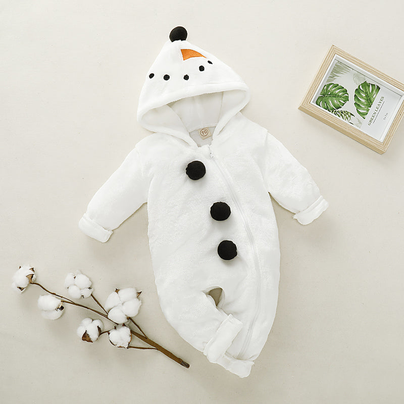 Baby Boy Girl Cashmere White Snowman One-piece Romper