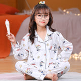 Kid Girl Spring Autumn Cute Cartoon Sweet Loose Thin Pajamas