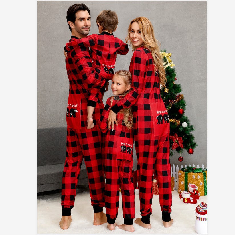 Family Christmas Parent-child Plaid Home Suits Pajamas