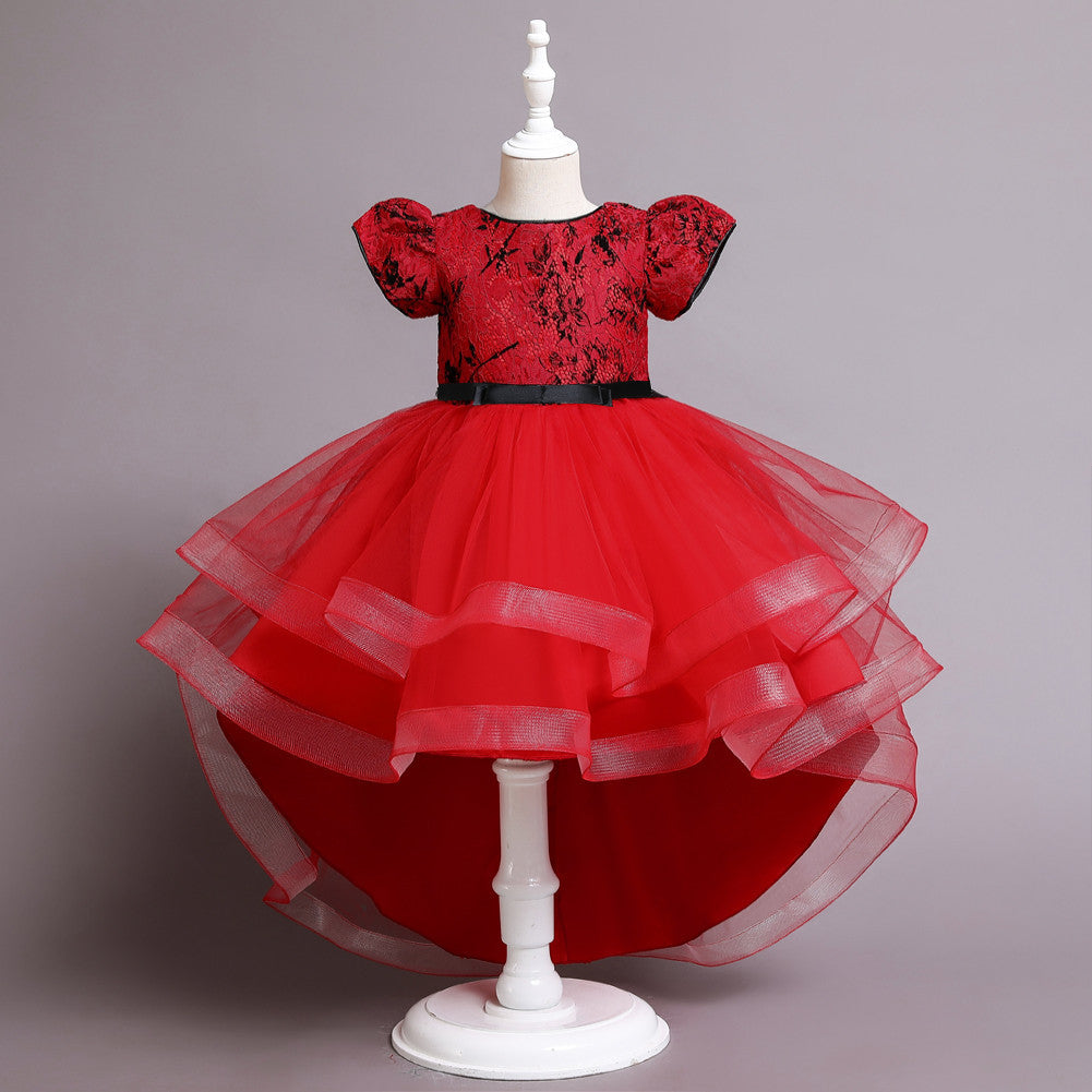 Kid Girl Princess Christmas Embroidered Trailing Show Dresses