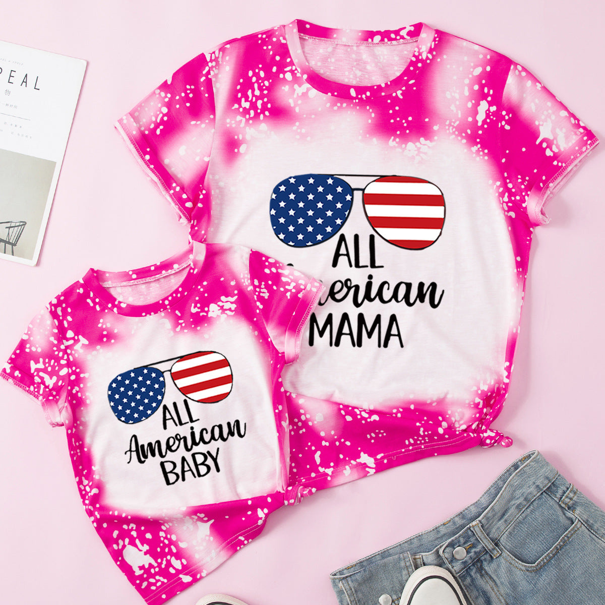 Family Matching Mother Daughter Short Sleeves Cotton T-shirt