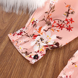 Kid Girls Princess Retro Long-sleved Autumn Winter Flower Dress