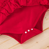 Baby Girl Valentine's Day Love Red Gauze Climbing Rompers