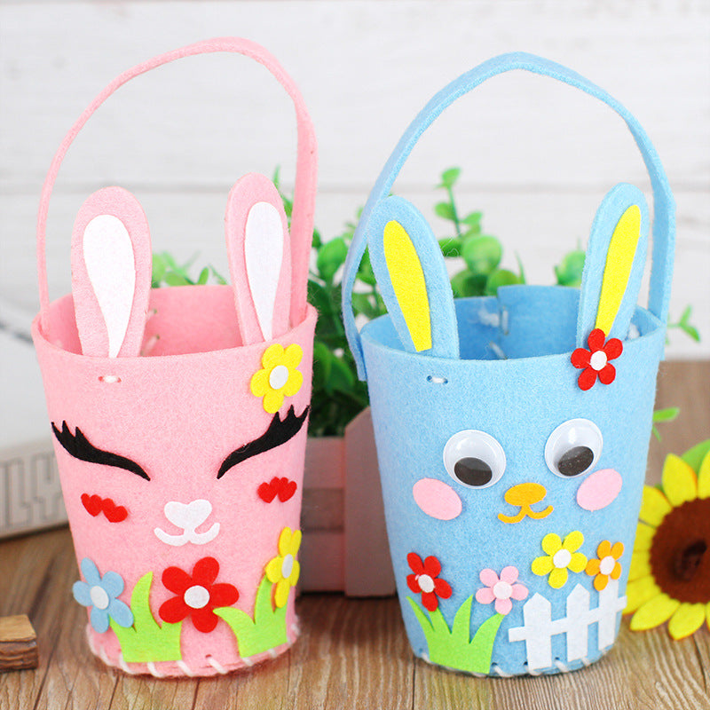 Easter Kids Handmade DIY Materials Bag Woven Tote Egg Bunny Bag
