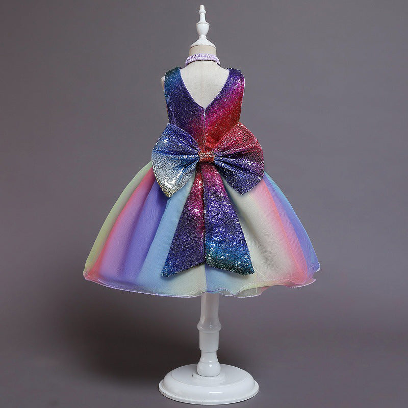 Kid Girl Gauze Pompous Flower Christmas Holiday Dresses