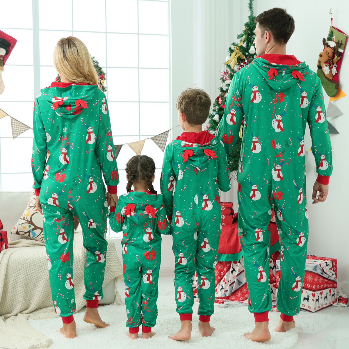 Parent-child Family Matching Christmas One-piece Pajamas