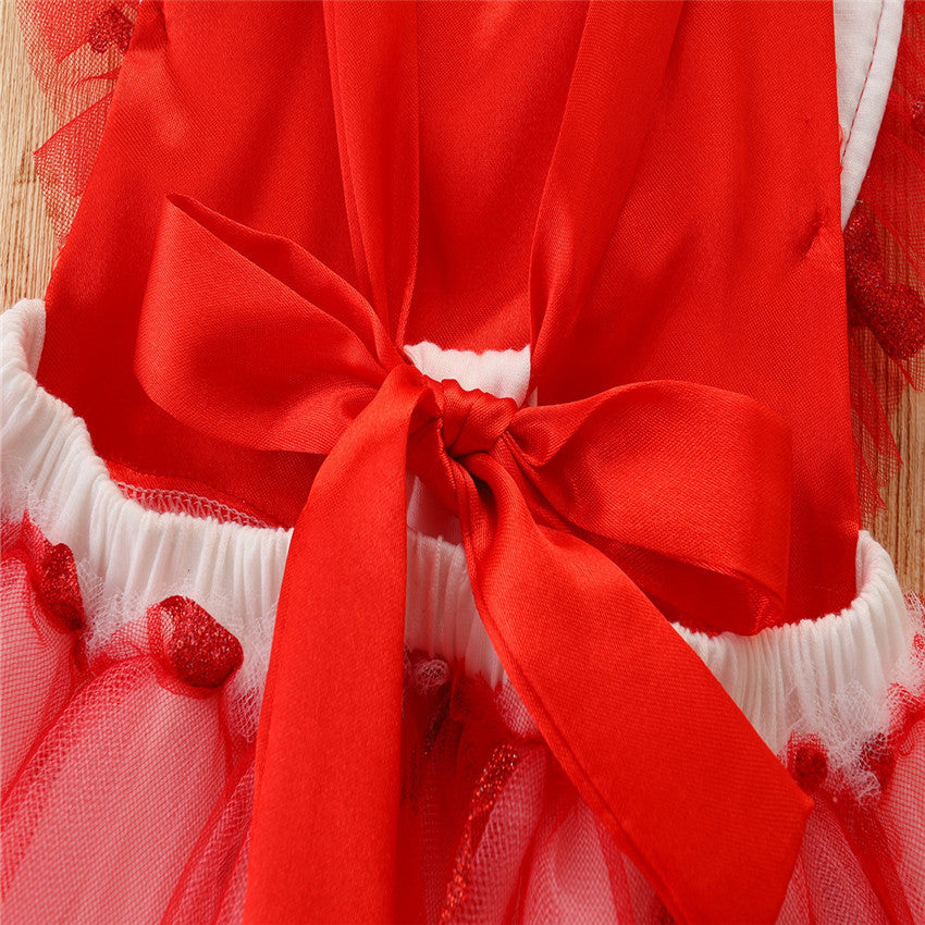 Baby Girls Valentines Day Party Sequined Flower Mesh Dresses