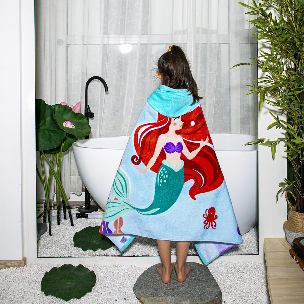 Baby Bathrobe Cartoon Bath Towel Robe Hooded Cloak Beach Towel Pajamas