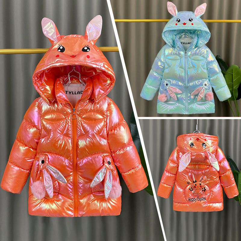 Kid Baby Girl Winter Cartoon Bright Skin Velvet Warm Down Padded Coats