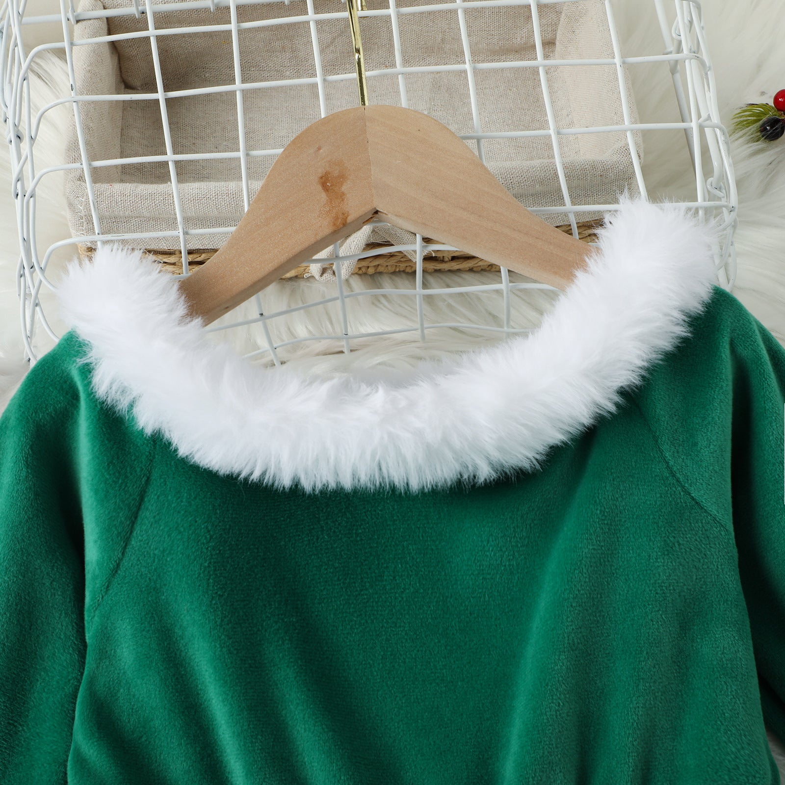 Kid Baby Girl Christmas Silver Fox Velvet Dresses