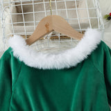 Kid Baby Girl Christmas Silver Fox Velvet Dresses