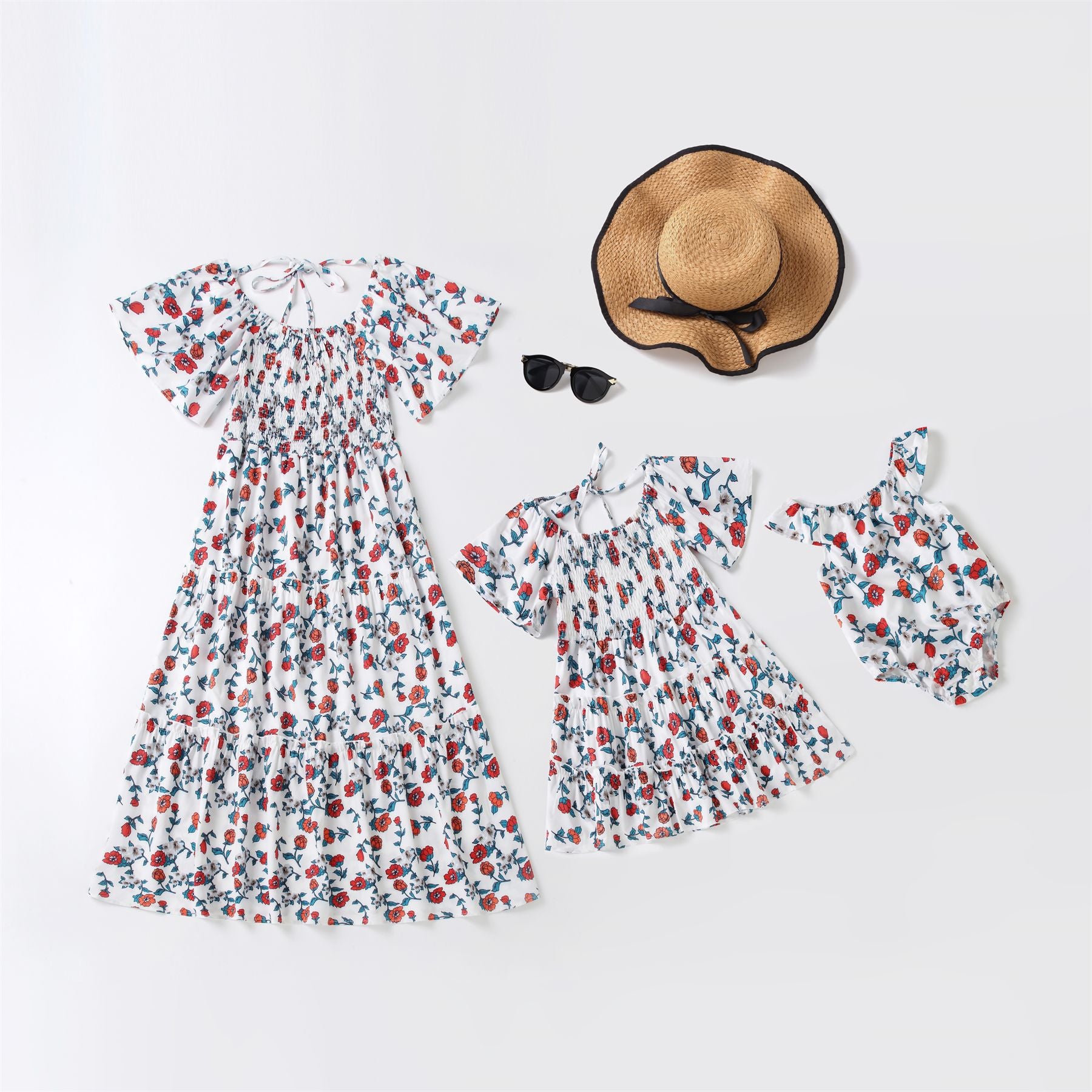 Family Matching Mother-daughter Parent-child Flower Dresses