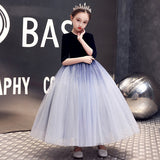 Kid Girl Catwalk Fashion Velvet Poncho Princess Dress