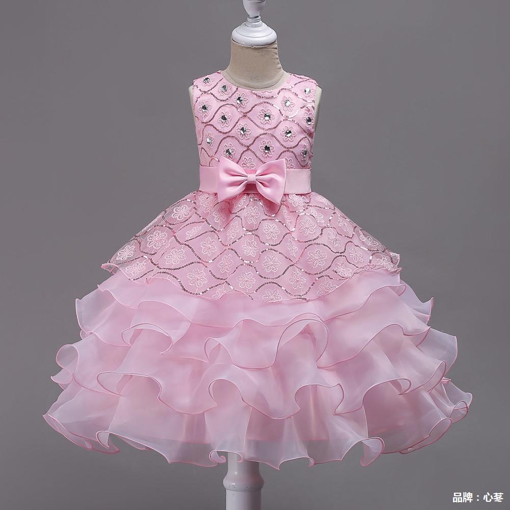 Kid Girl Princess Bodice Diamond Pompous Dresses