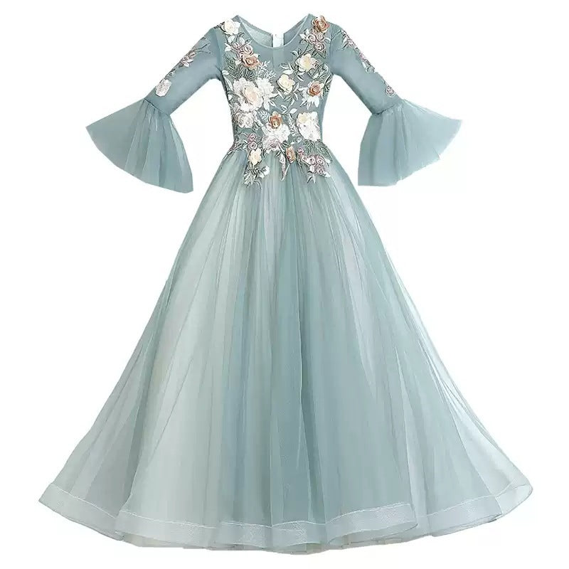 Kid Girl Princess Long Sleeve Autumn Spring Birthday Evening Dress